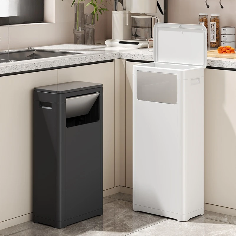 

Touchless Motion Sensor Trash Can Dual Lid Hands Free Kitchen Large Capacity Outdoor Commercial Garbage Bin Lixeira Banheiro