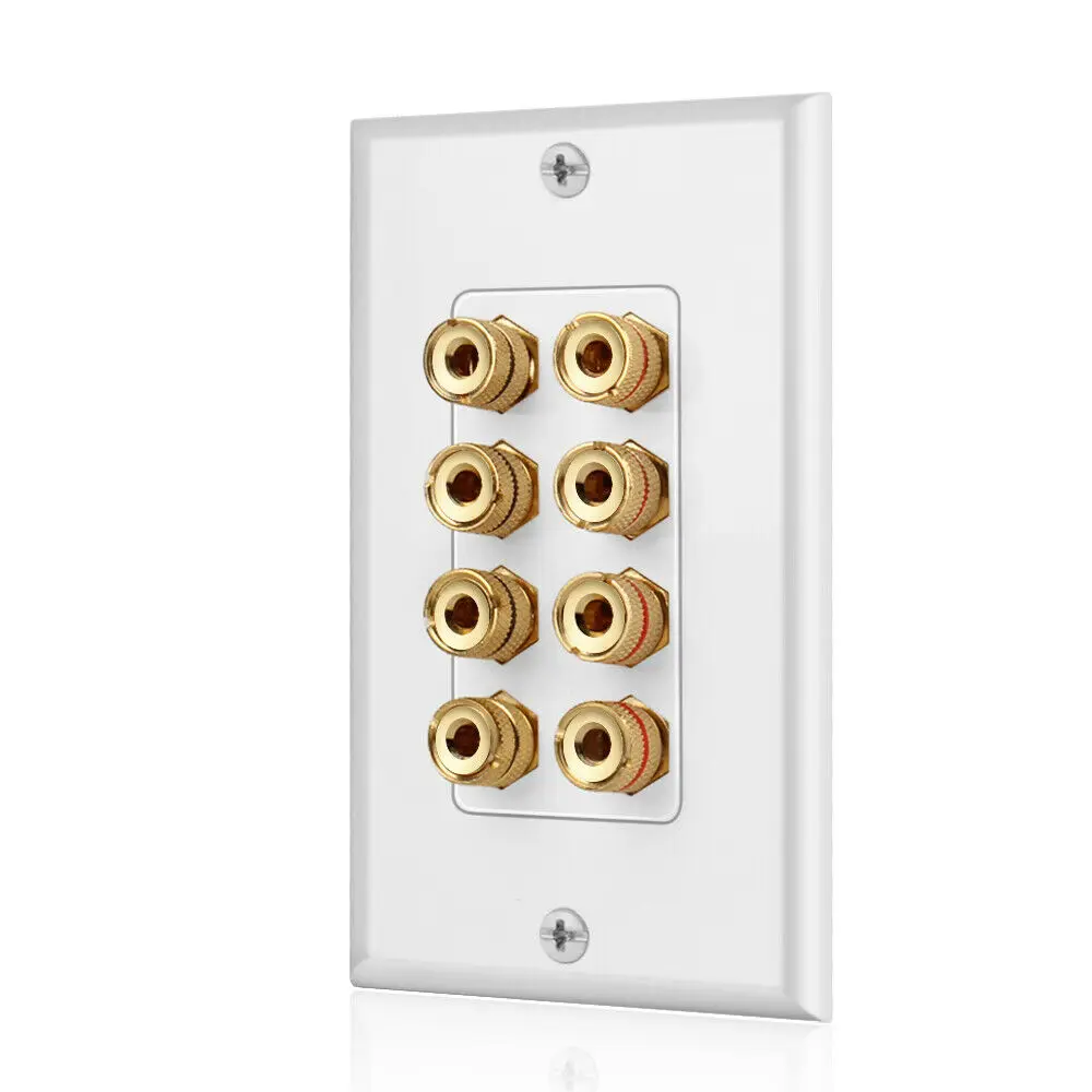 A68Z 8 Posts Speaker Wall Plate Home Theater Wall Plate Audio Panel For 4 Speakers