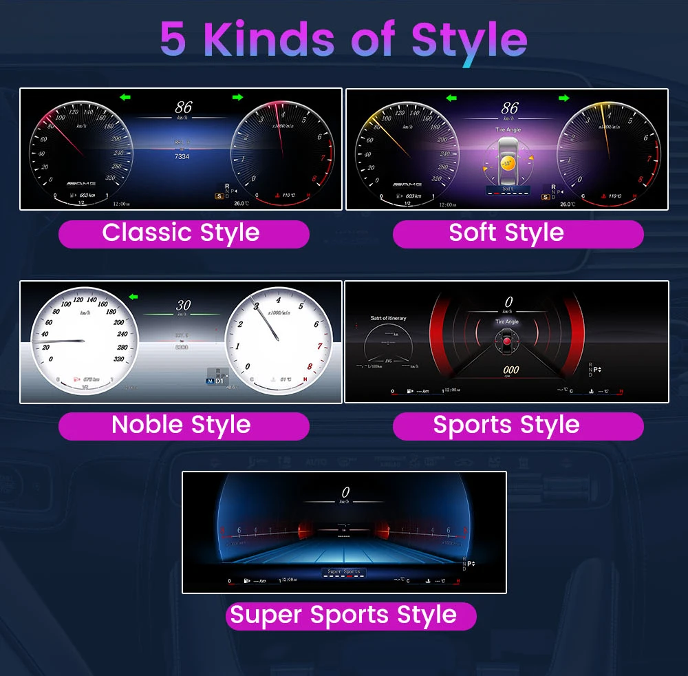 12.3 "LCD لوحة القيادة الرقمية العنقودية لبنز C/GLC W205 NTG5.0/5.1 2015-2018 عداد السرعة لوحة الأدوات الافتراضية قمرة القيادة متر