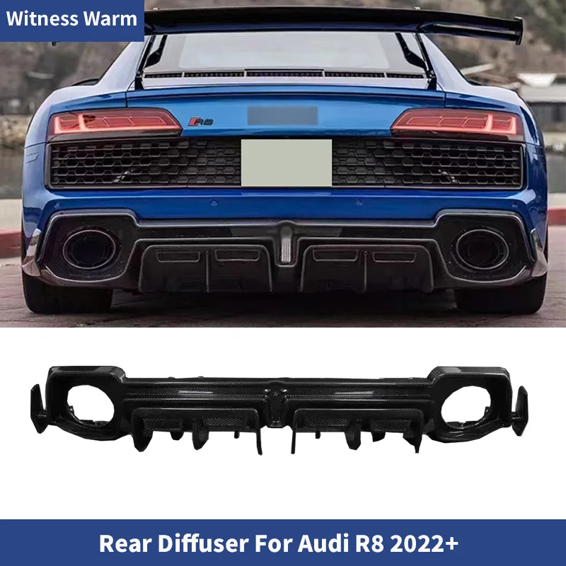 Car Rear Bumper Diffuser Lip Spoiler Carbon Fiber for Audi R8 Coupe 2-Door 2023+ Racing Rear Diffuser Apron Lip Body Kit