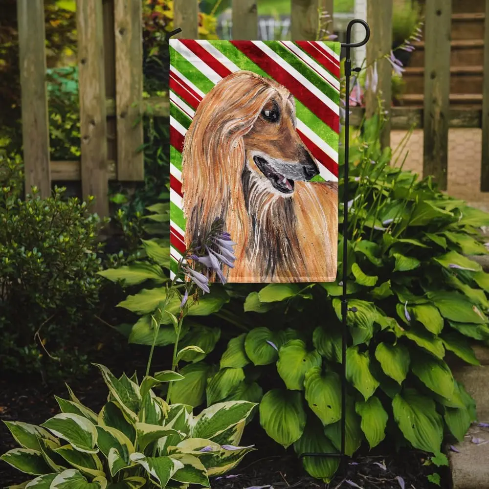 Carolines Treasures SC9498GF Afghan Hound Candy Cane Holiday Christmas Garden Flag Mailbox Flag Decorative Yard Flag Outs