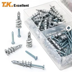 Hollw Wall Plasterboard Anchor Zinc Alloy Drywall Self-drilling  Anchors E8/13*41mm #8*1-1/4 Tapping Screw