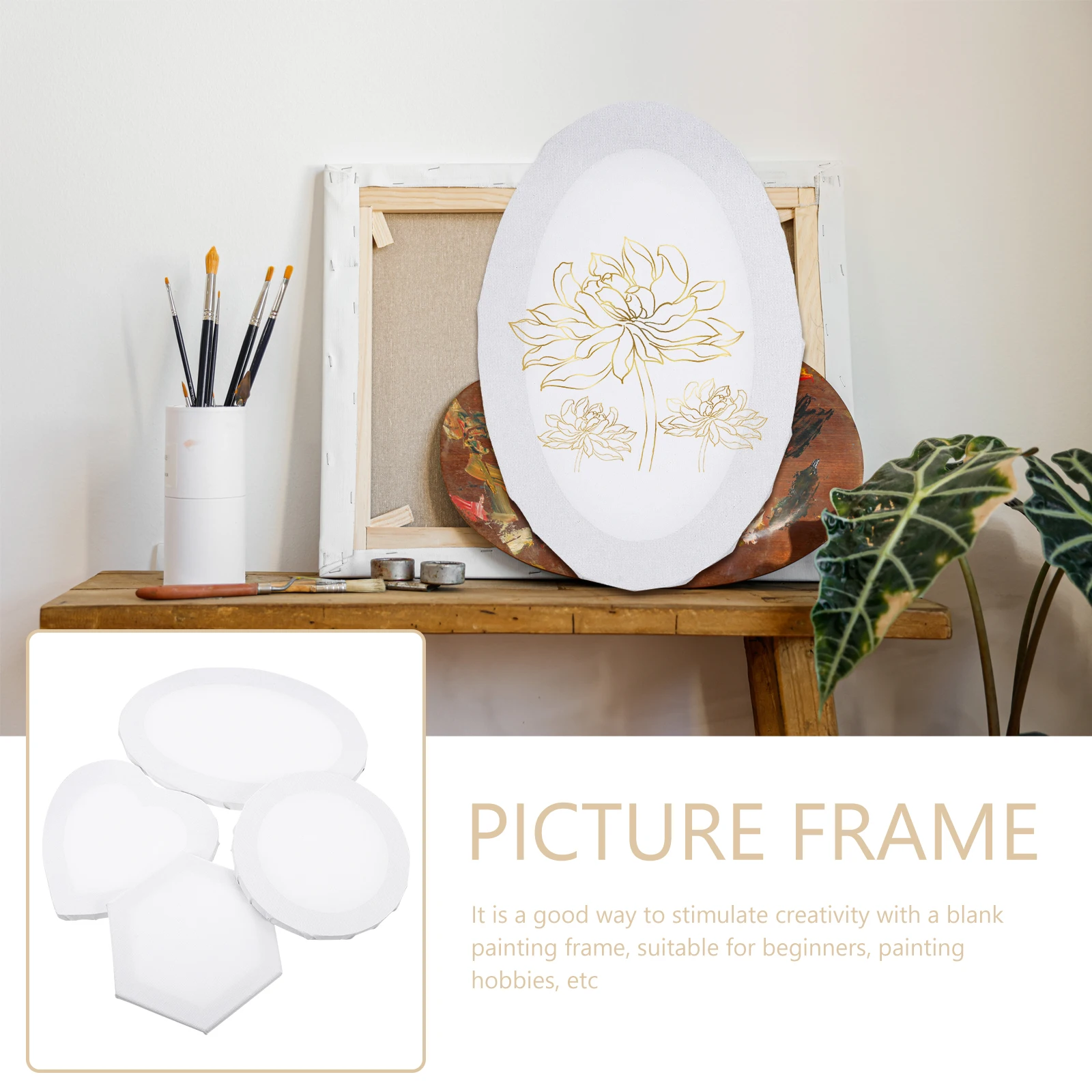 

4 Pcs Blank Canvas Frame Oil Picture Set Frames Art Stretcher White Convenient Painting