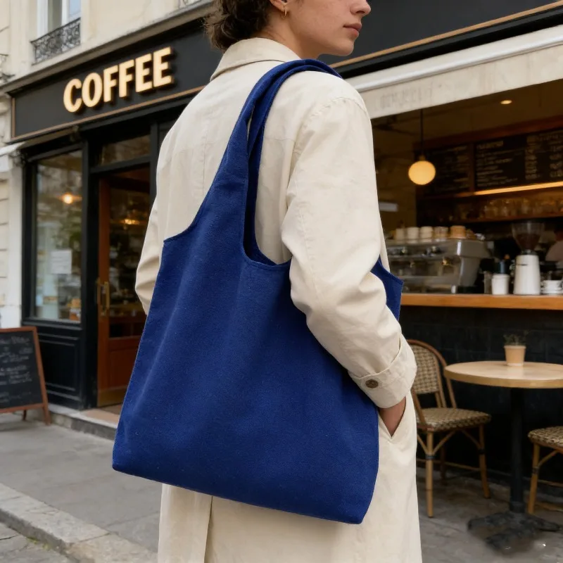 Custom Printed Logo Blank Color Canvas Storage Bag Men and Women Handheld Tote Bag Supermarket Shopping Shoulder Bags