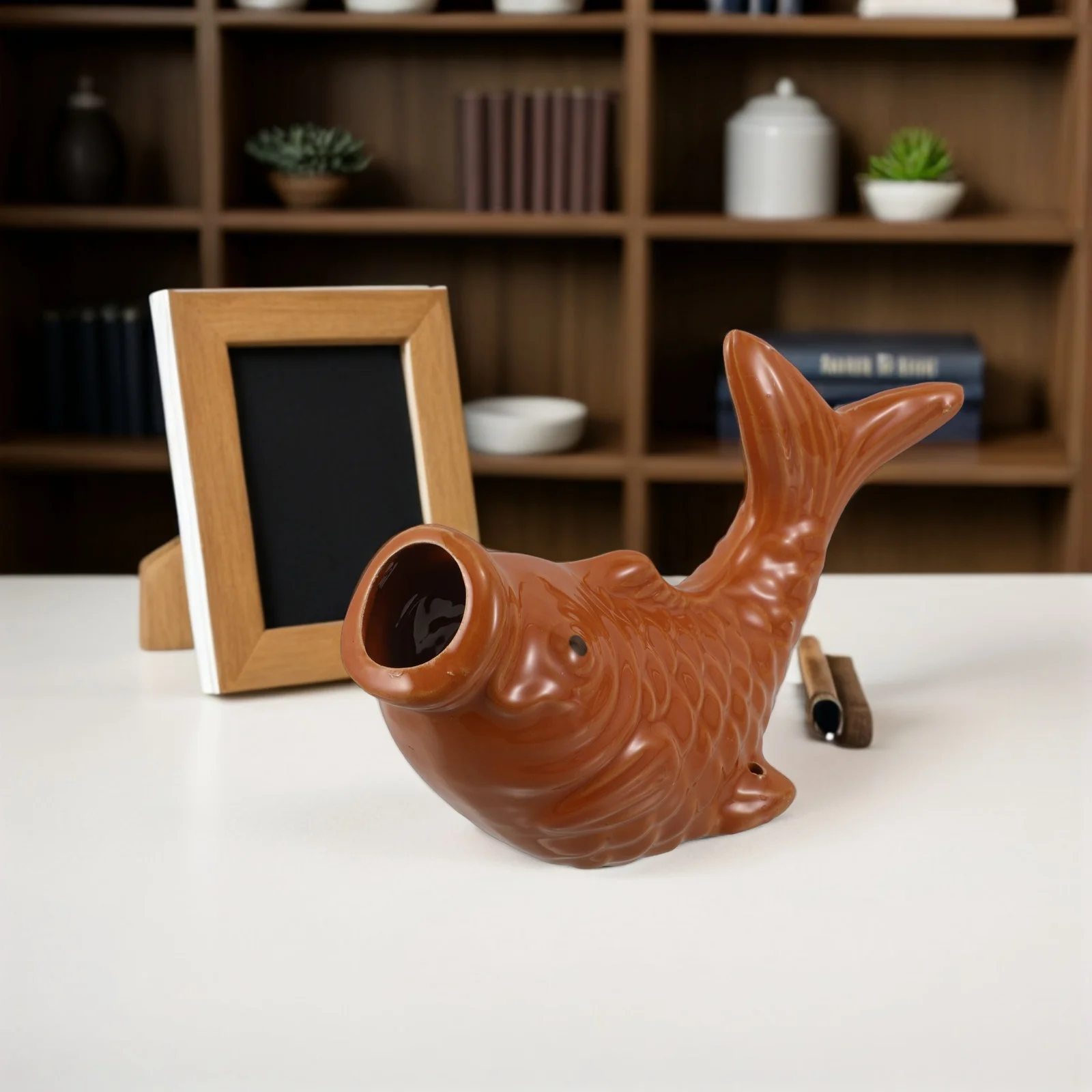 Ceramiczny fontanna w kształcie karpi, do ogrodu, stawu, realistyczna rzeźba ryby, dysza rozpylająca, dekoracyjny wodospad.