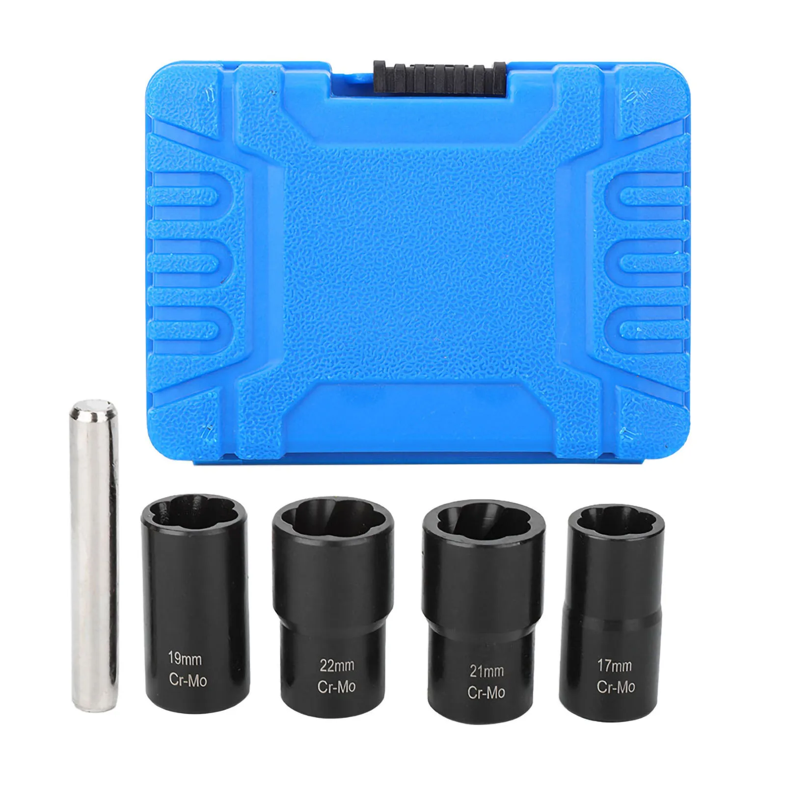 

5Pcs Twist Socket Set Locking Wheel Nut Bolt Stud Extractor Removers 17mm 19mm 21mm 22mm Socket