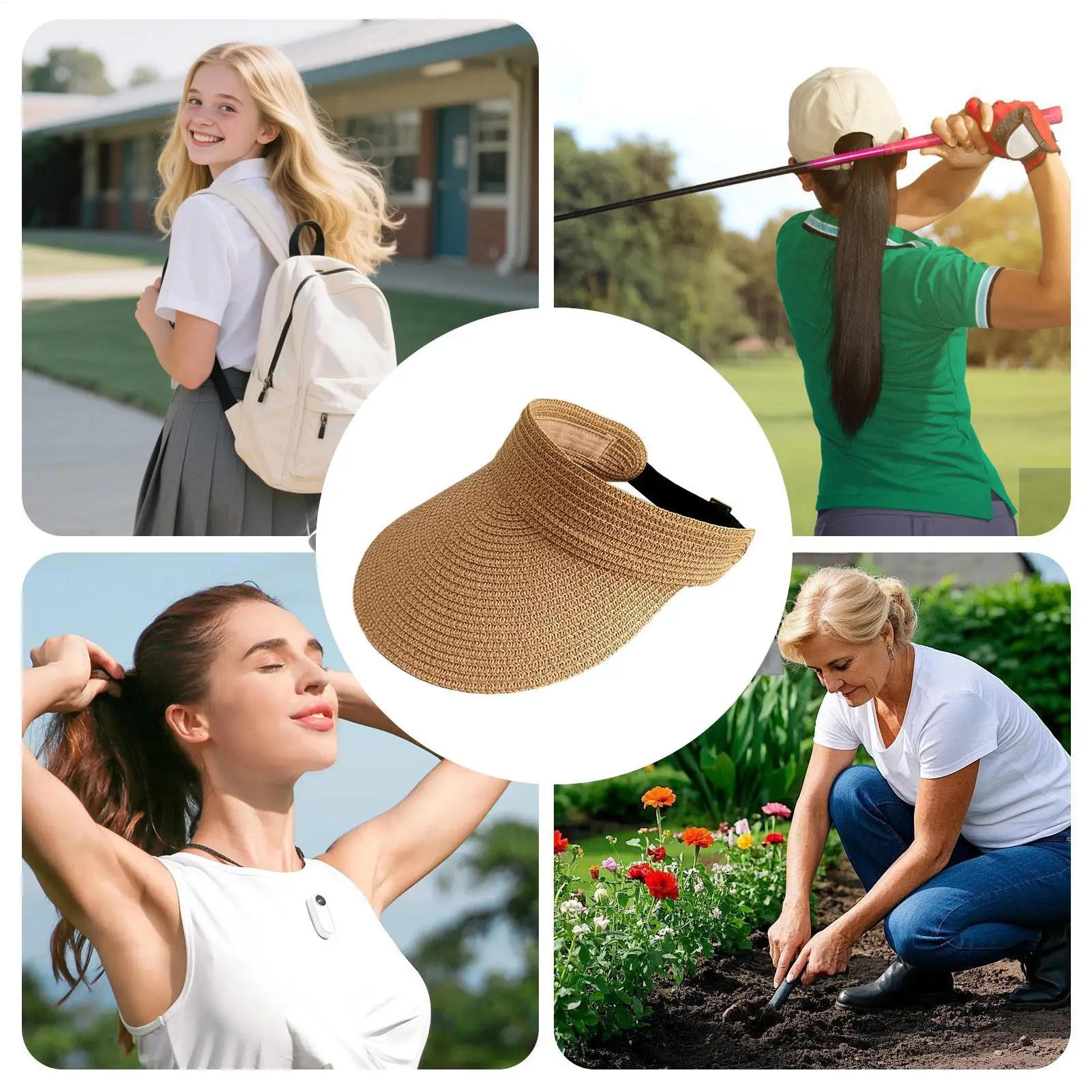

Sun Hats For Women UV Block Straw Headgear Straw Beach Hat For Teen Girls Pool Sports Outdoor Hiking Camping Climbing Traveling