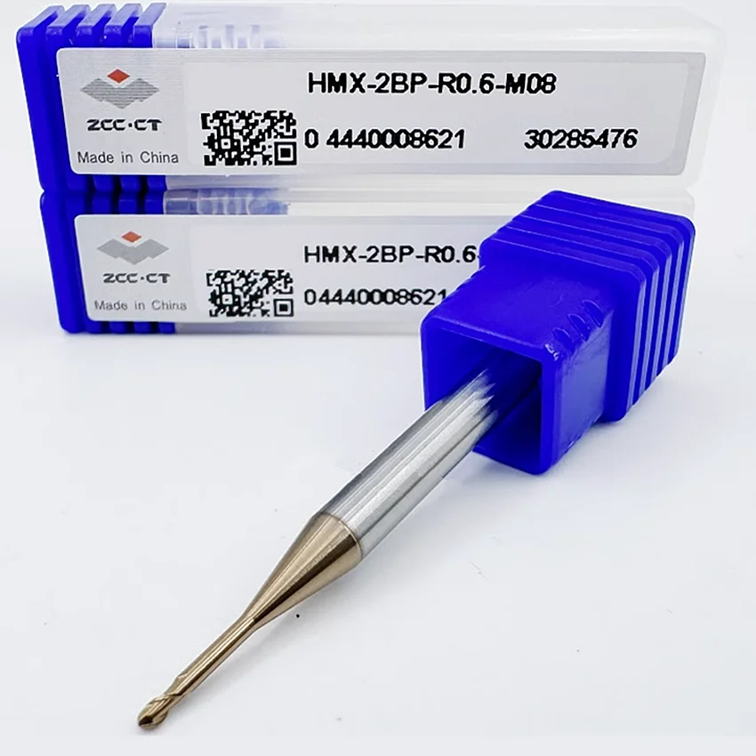 HMX-2BP-R0.6-M08 ZCC.CT HMX-2BP Two edge straight shank long neck short edge ball end mill 2 Flutes Ball Nose End Mill End Mills