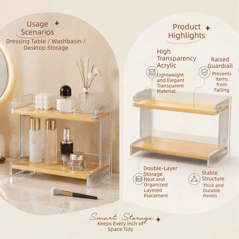 

Multi-layer Design Bathroom Storage Shelf Stable Structure Durable Material Counter Storage Shelf Large Storage Space