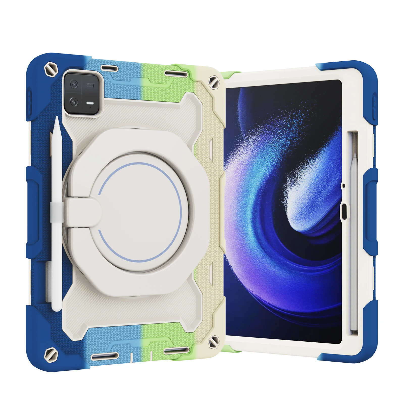 

Armor Case For Xiaomi Pad 6 5 Pro 11 12.4 inch Kids Safe Stand Cover With Pen Slot & 360 Rotating Handle Grip PC Silicon Coque