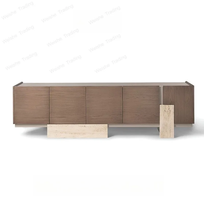 Modern simple travertine foot dining side cabinet household light luxury locker TV side cabinet