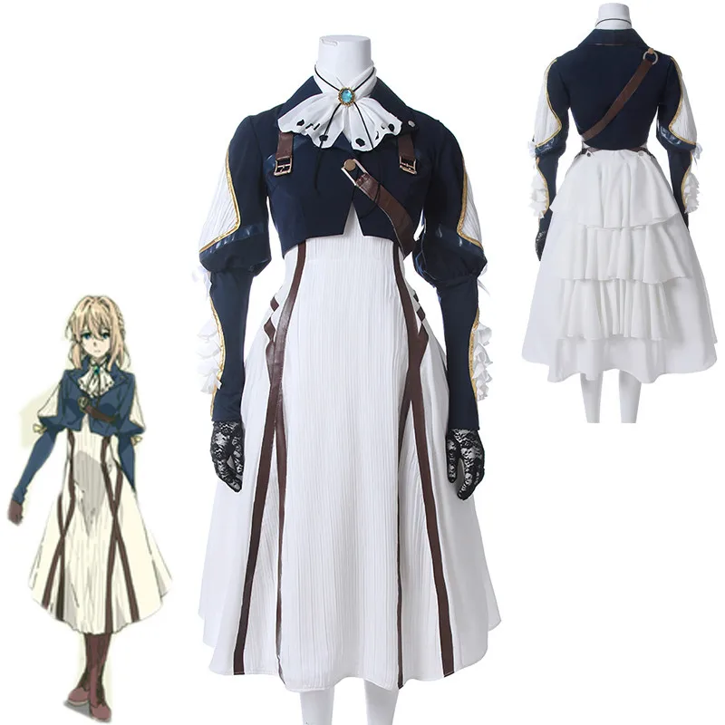 

Violet Evergarden Cosplay Costume Anime Cosplay Coat Dress Uniform Outfit Anime Adult Women Halloween Dress Full set