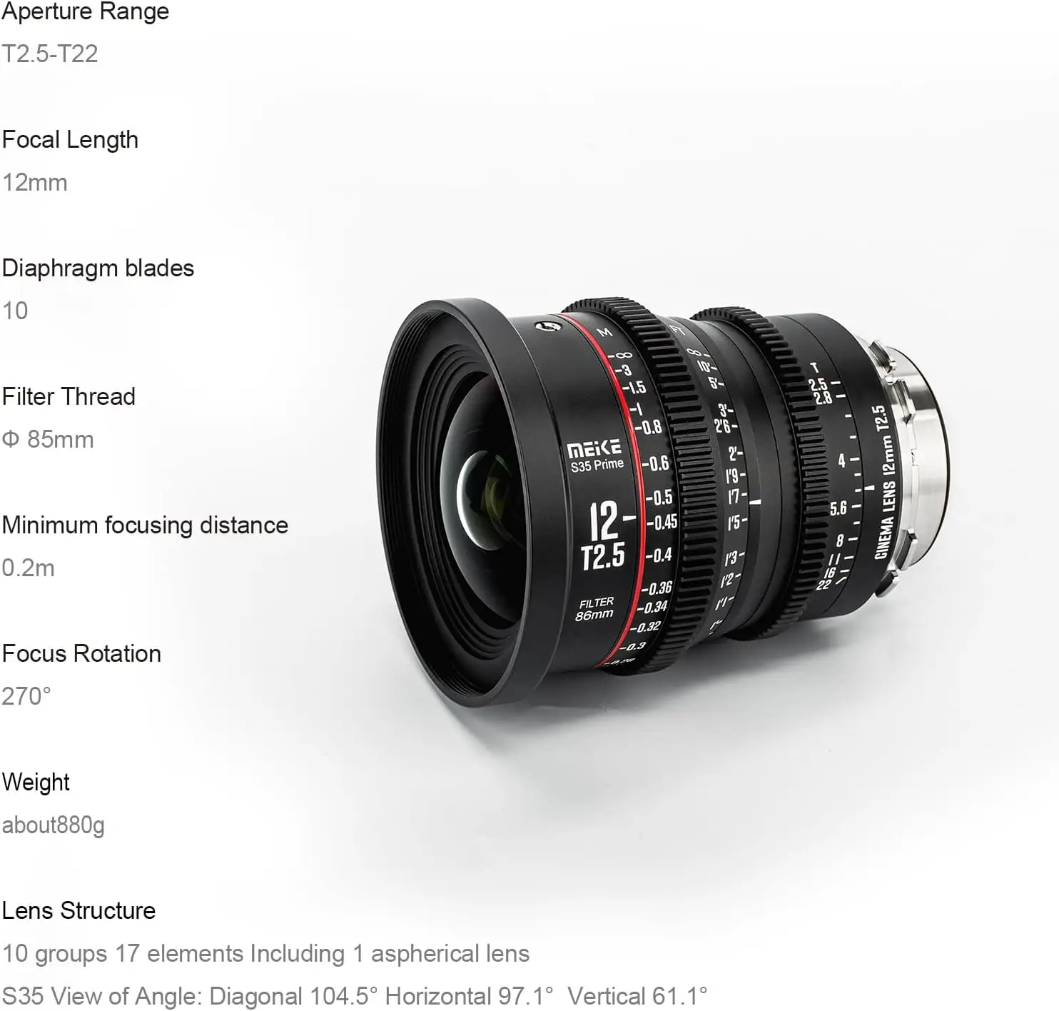 MEIKE Prime 12 مللي متر T2.5 18 مللي متر 25 مللي متر 35 مللي متر 50 مللي متر 75 مللي متر 100 مللي متر T2.1 Cine عدسة ل سوبر 35 S35 إطار سينما كاميرا كانون EF Arri PL Adapte