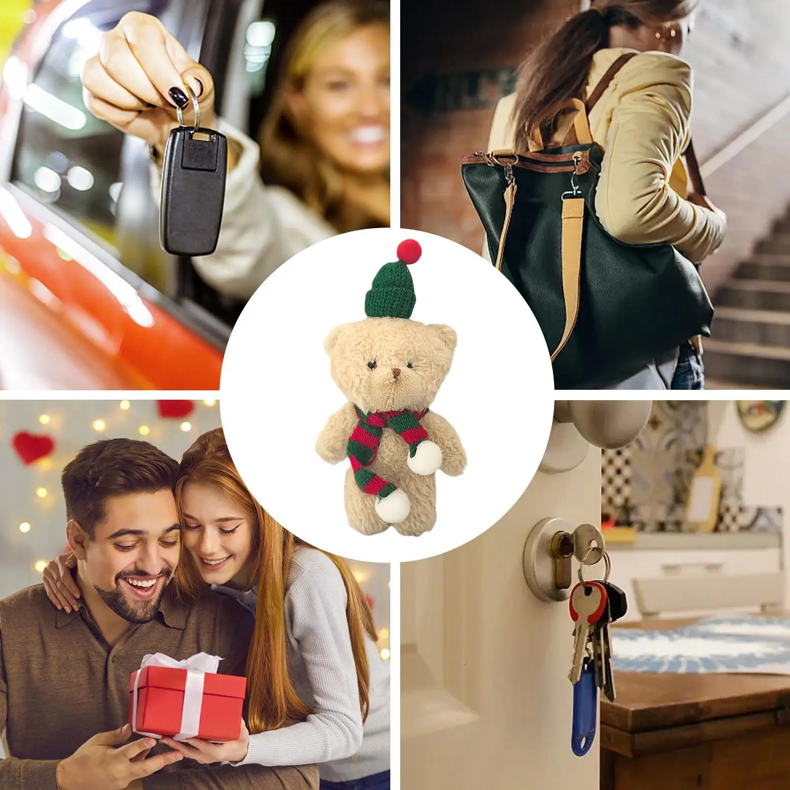 Purse Charm Soft Bear Keychain Ornaments Plush Doll Pendant With Scarf And Hat For Kids Adults Boys Girls Birthday Graduation