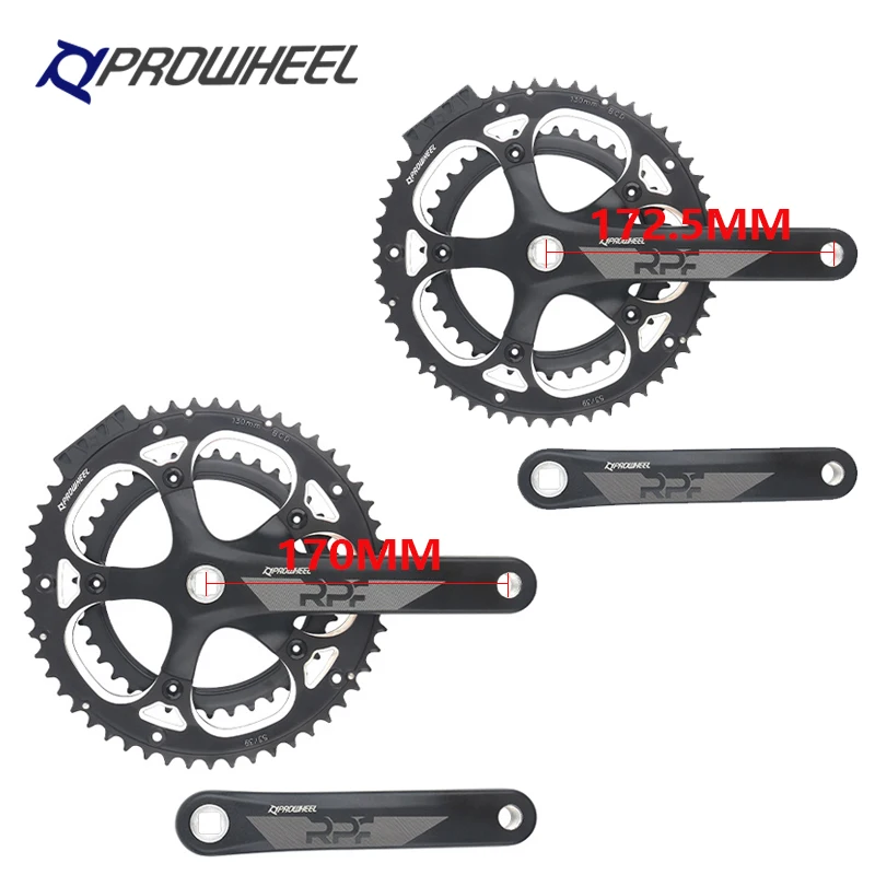 Prowheel 521 Square Hole Rennrad-Scheibenbremskurbeln 130 BCD Aluminium Doppelkettenblatt Fahrradkurbelsatz 39/53T für Falträder – Detail 5