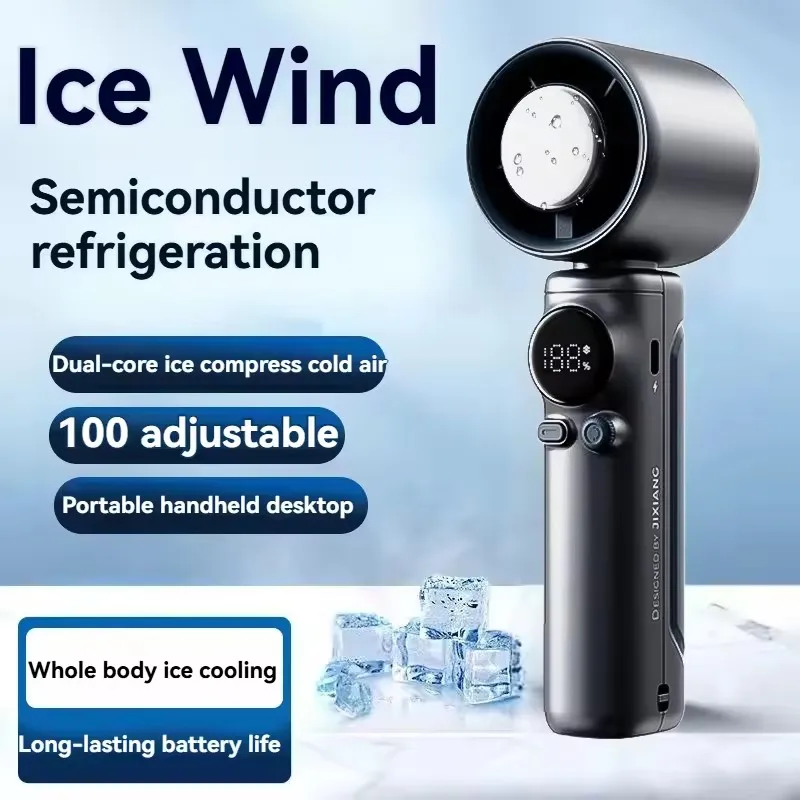 Zai Xiao Portable 100-Speed Turbo Handheld Fan with Semiconductor Ice Cooling USB Rechargeable Ideal for Outdoor Use