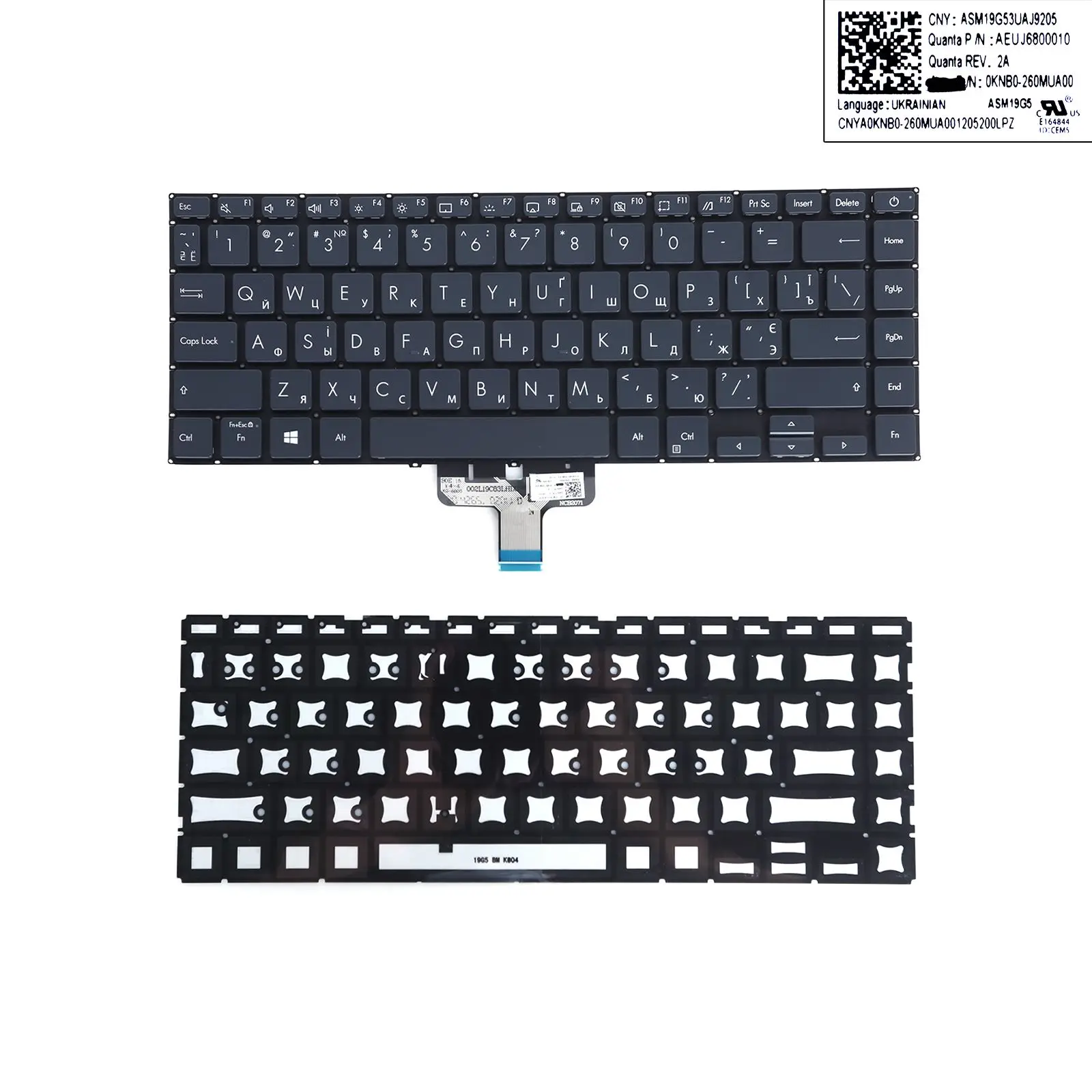 RU Laptop Keyboard for ASUS UX435 Gray with Backlit