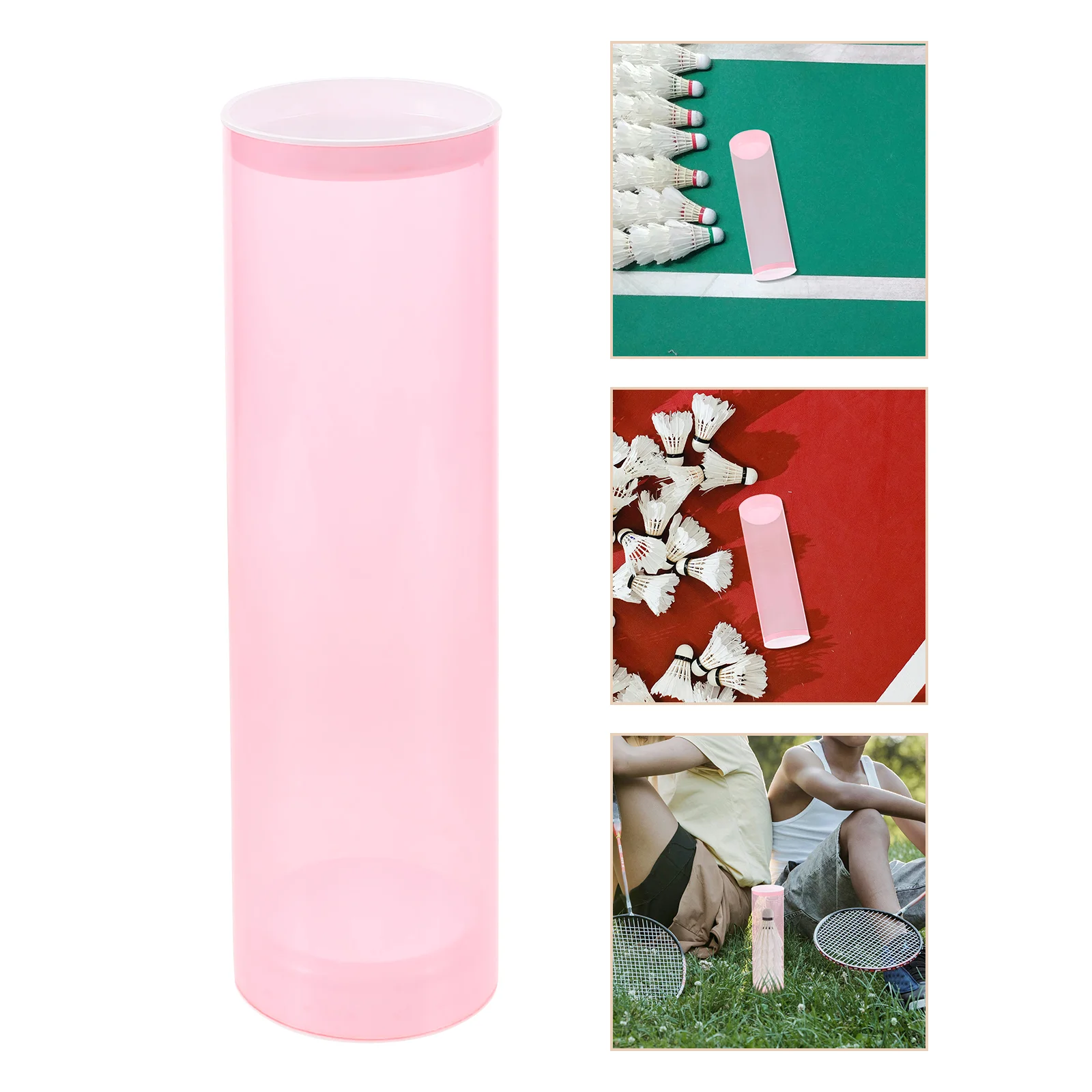 Tennis Ball Badminton Storage Tube Portable Bottle Pickleball Canister Sports Container Caddy Pink