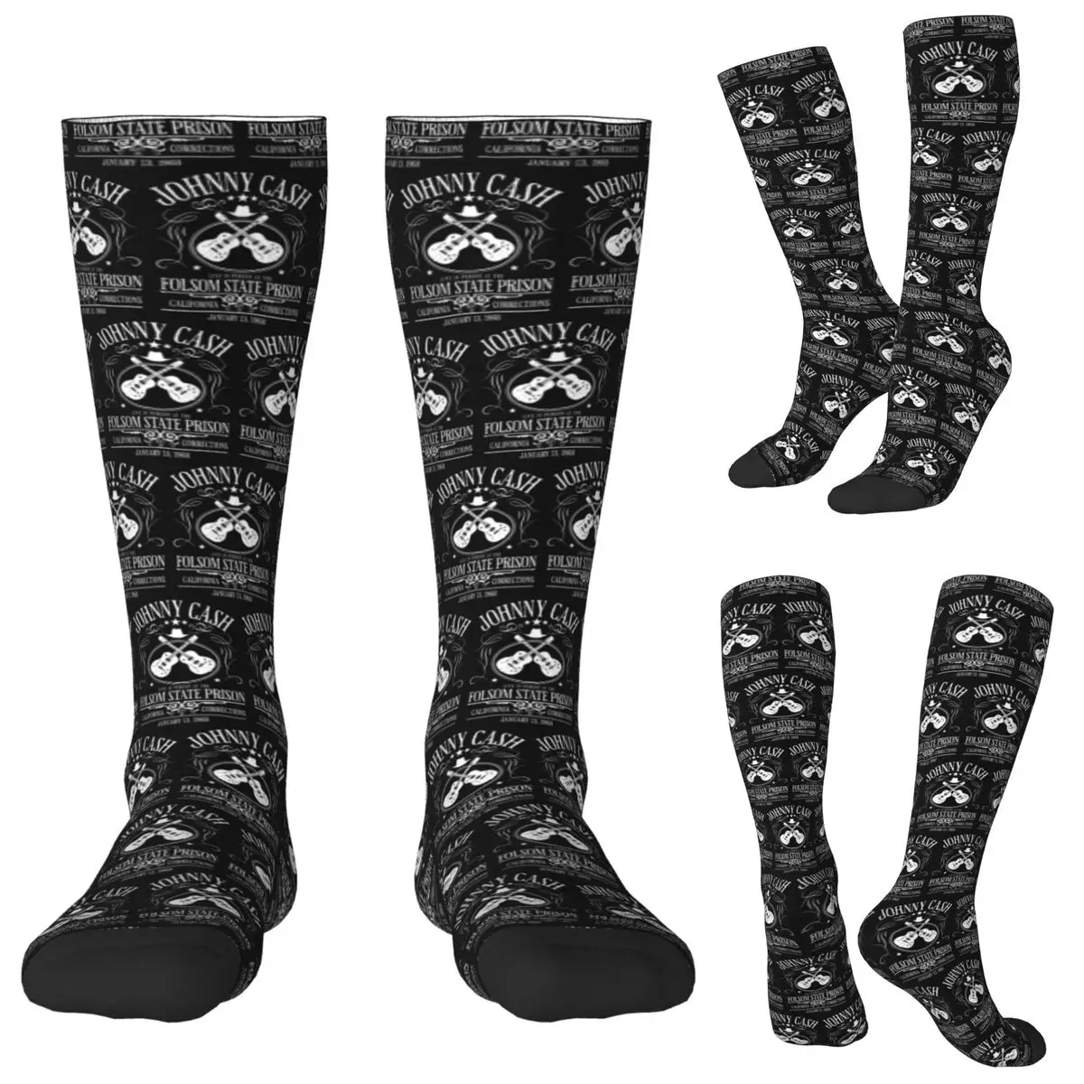 

Johnny Cash Live At Folsom State Prison Jan 13 1968 Socks Harajuku Stockings All Season Long Socks Accessories for Unisex Gifts