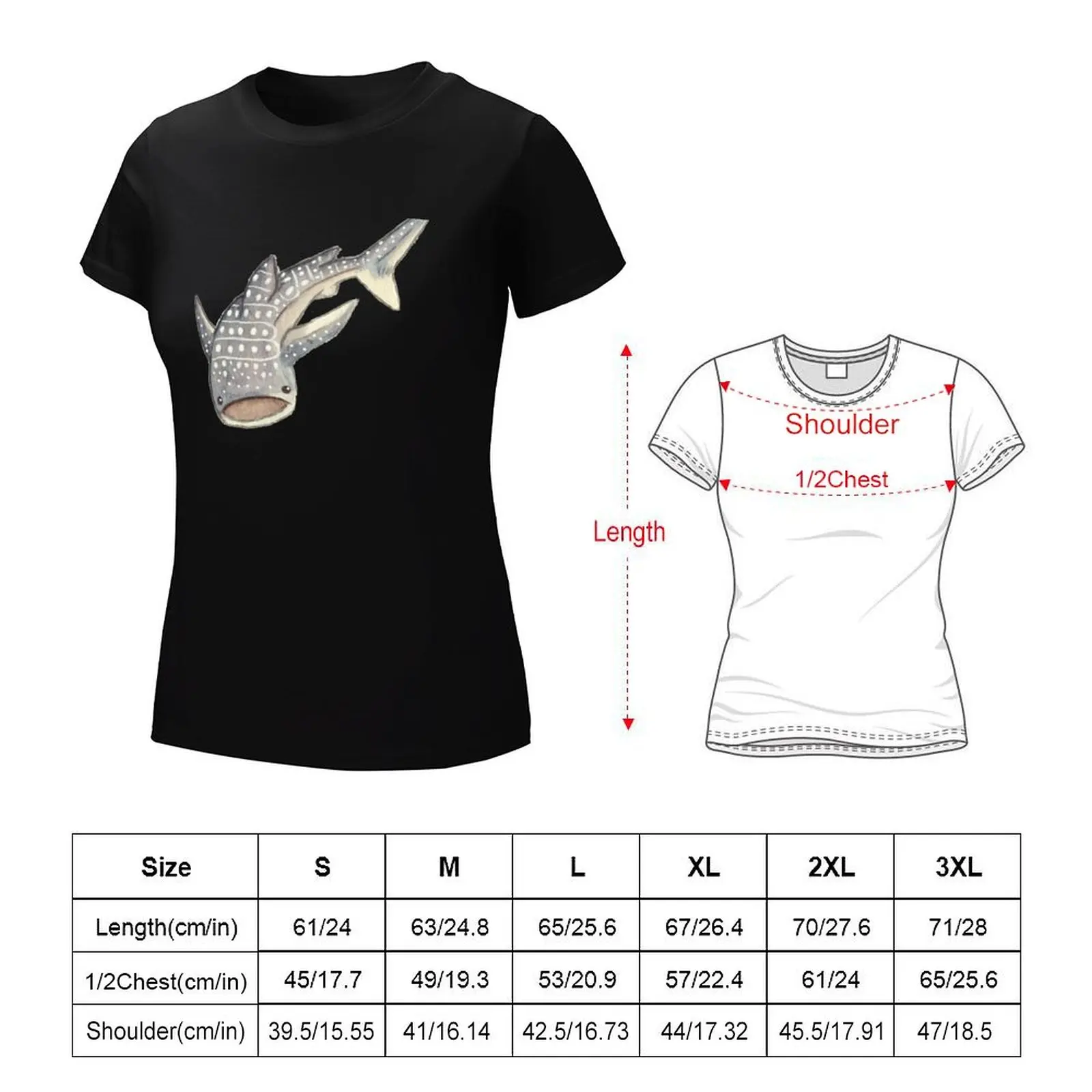 Whale Shark - Watercolour T-Shirt Short sleeve tee oversized summer top female tshirts for Women