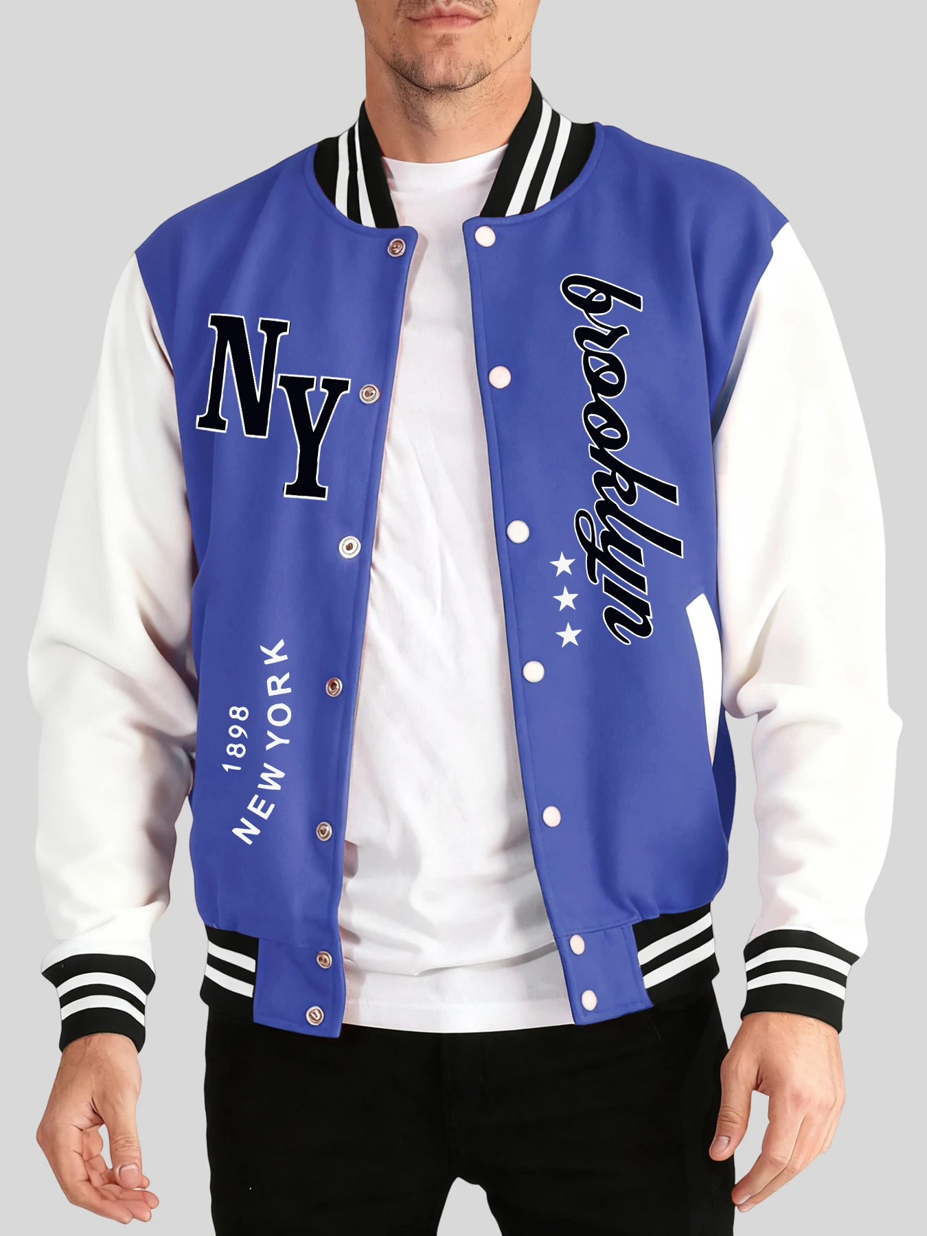 

Brooklyn 1898 New York Creative Print Jackets Mens Oversized Vintage Clothes Sport Soft Veste Basics Button Baseball Jersey