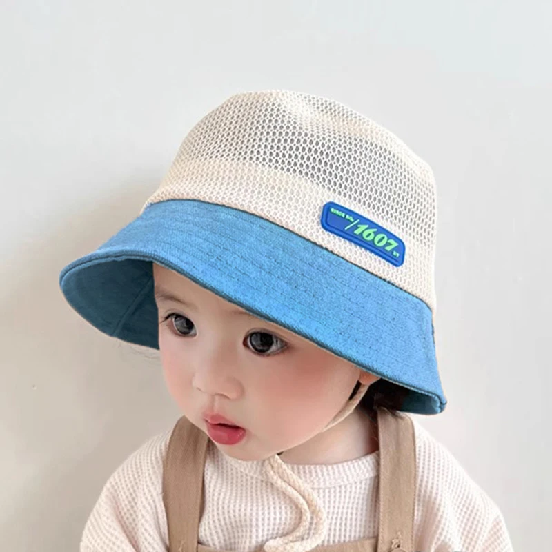 Summer Kids Mesh Sun Hats Baby Boy and Baby Girl\'s Fisherman\'s Hat Child Breathable Sunscreen Hats Toddler Wide Brim Outdoor Cap