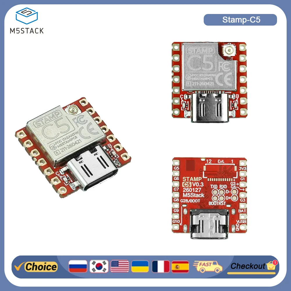M5Stack Stamp-C5 IoT Development Board ESP32-C5HF4 WiFi6 BLE5 Zigbee Thread RISC-V 4MB Flash Type-C Stamp Module