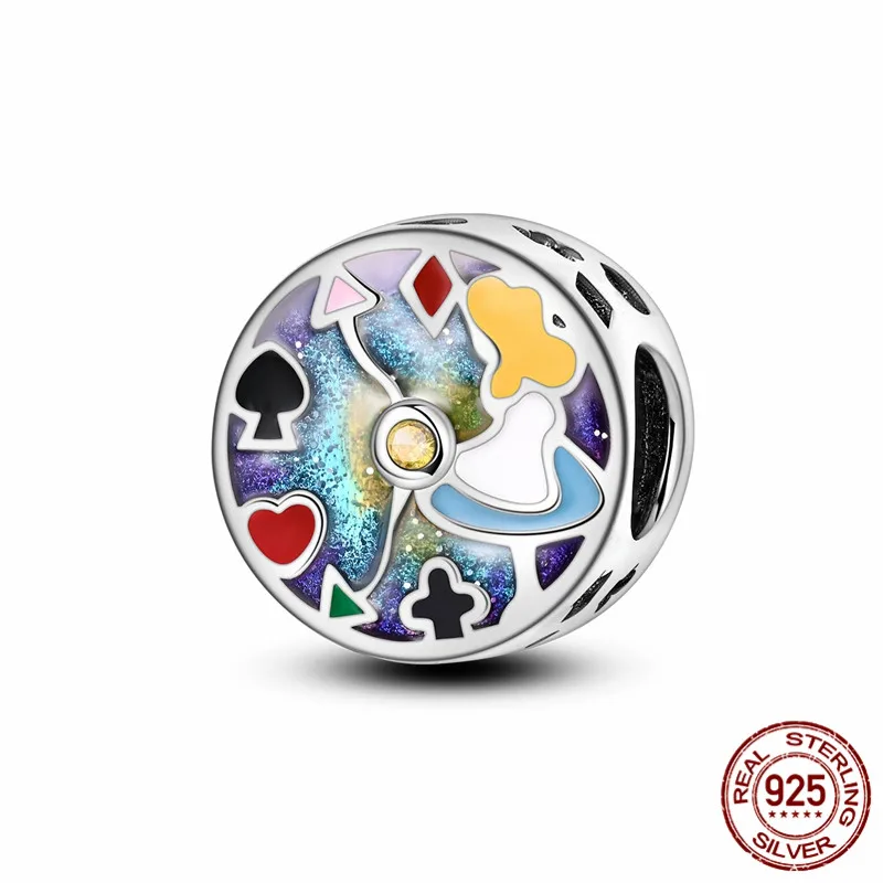 

925 Sterling Silver Flat Bead Charm for Beaded Bracelets, Original Design, Women's DIY Jewelry