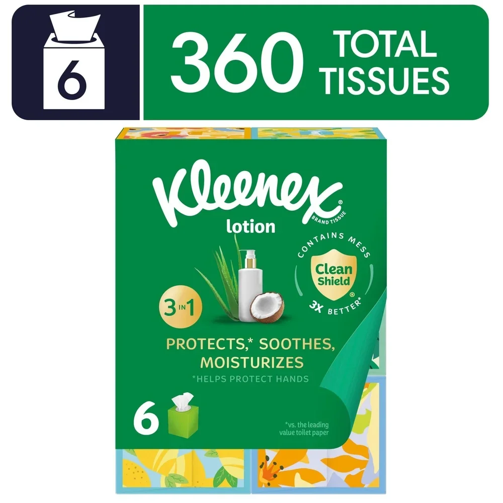 Lozione per il viso con olio di cocco e aloe 3 strati 60 fazzoletti per scatola 6 scatole cubiche Dermatologo idratante Testato pulito
