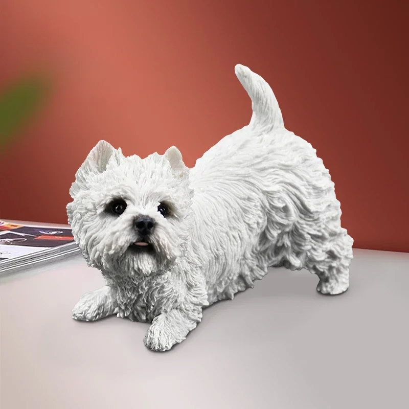 1/6 Scale Lifelike West Highland WhiteTerrier Dog Model For Soldier Action Figure Display Collection Craft Car Ornament Gift Toy