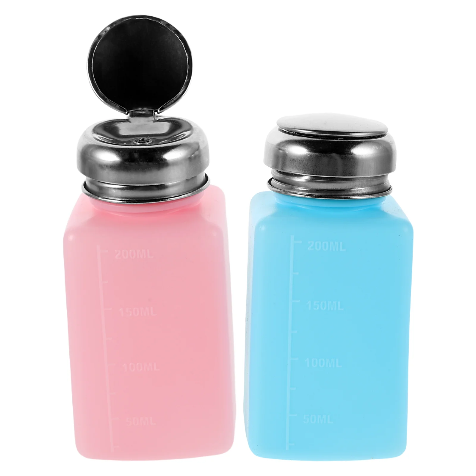 

2Pcs Press Type Anti Static Dispenser 200Ml Refillable Alcohol Bottle Push Down Solvent Container for Lab Wash and Cleaning