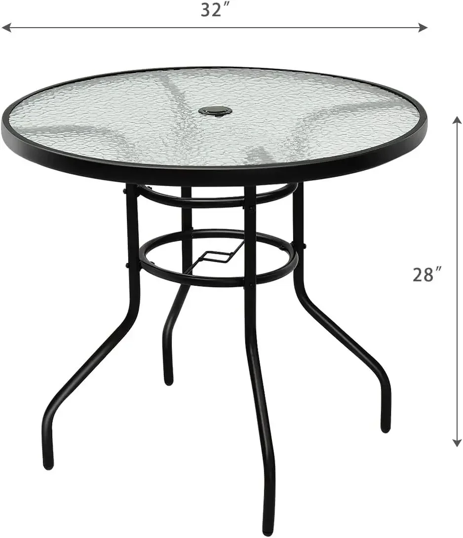 Buiten Terrastafel Ronde/Vierkante Stalen Frame Gehard Glas Top Commerciële Partij Evenement Meubels Gesprek Salontafel