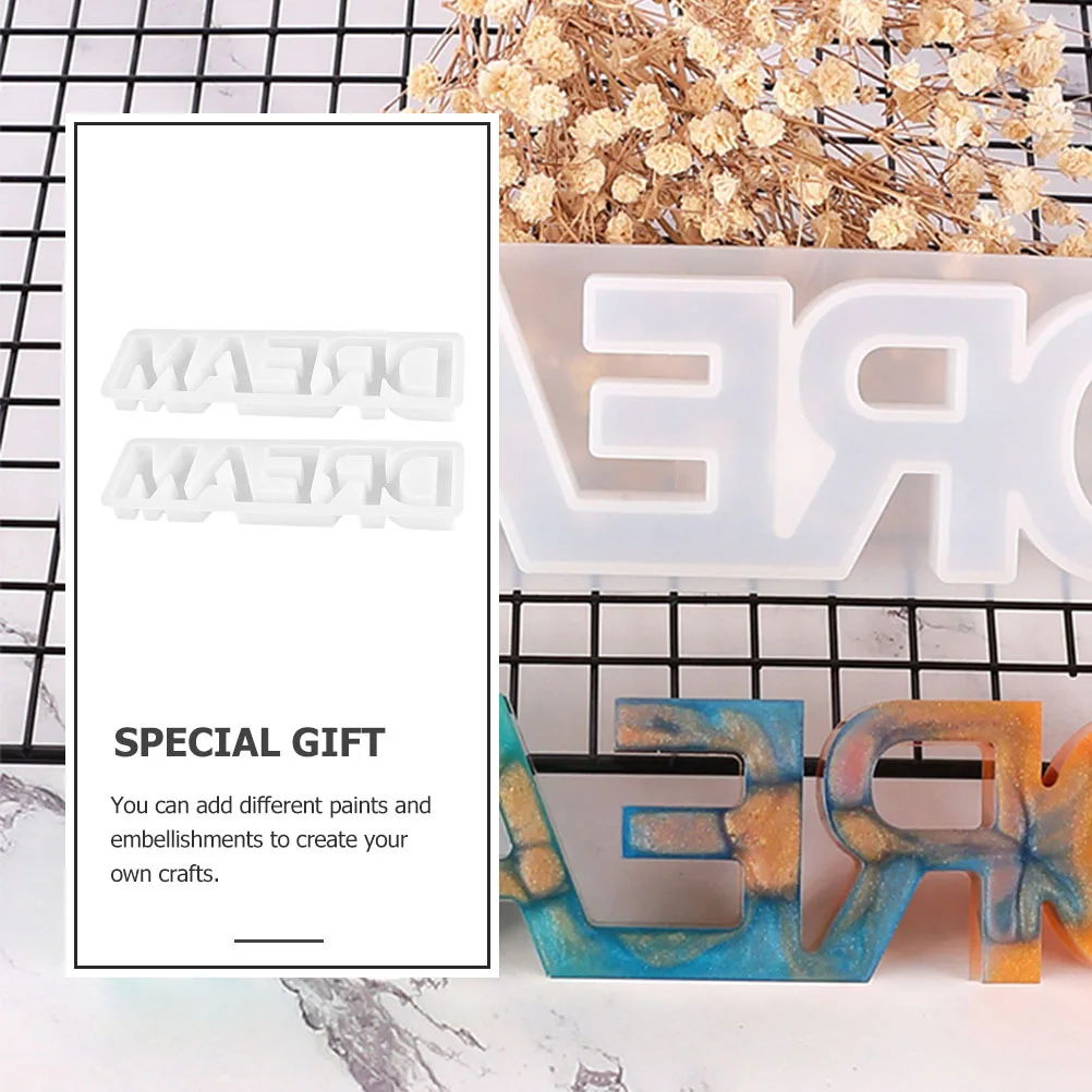 

2 Pcs Crystal Epoxy Mold DREAM Resin Molds Silicone Wedding Fine Workmanship Silica Gel Ornament Craft Reusable