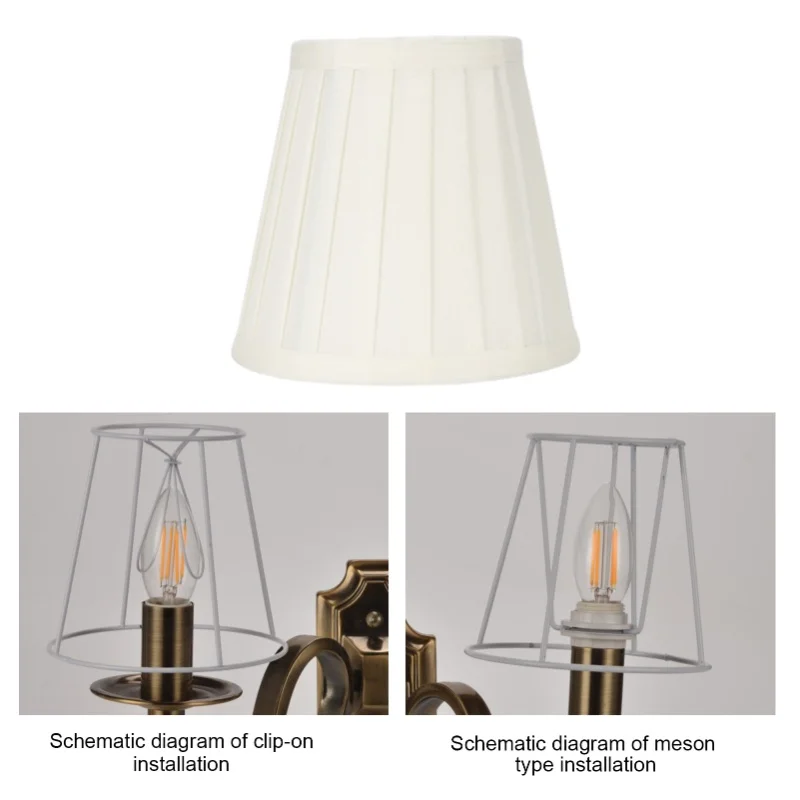 

3PCS E14 Clip On Lamp Shade Candle Chandelier Fabric Lampshade For Hotel KTV Decor