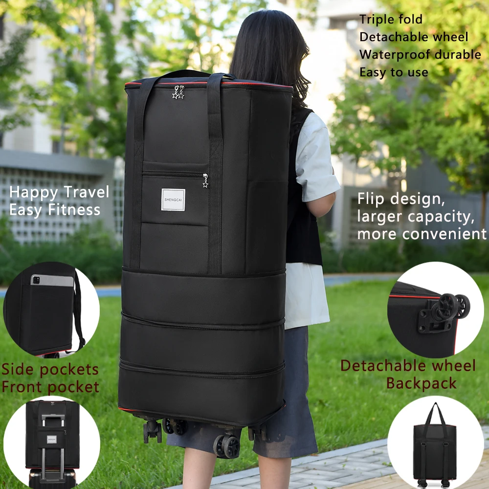 Travel Backpack With Detachable Wheels,Multiple Compartments,And Adjustable  For Business Or Tourist Use,Weekend Travel bag