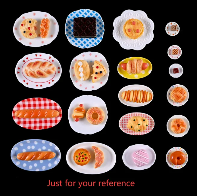 20pcs/lot New Dollhouse Miniature Kitchen Cute Cartoon Dish Plate Model Toys for blyth Doll Accessories