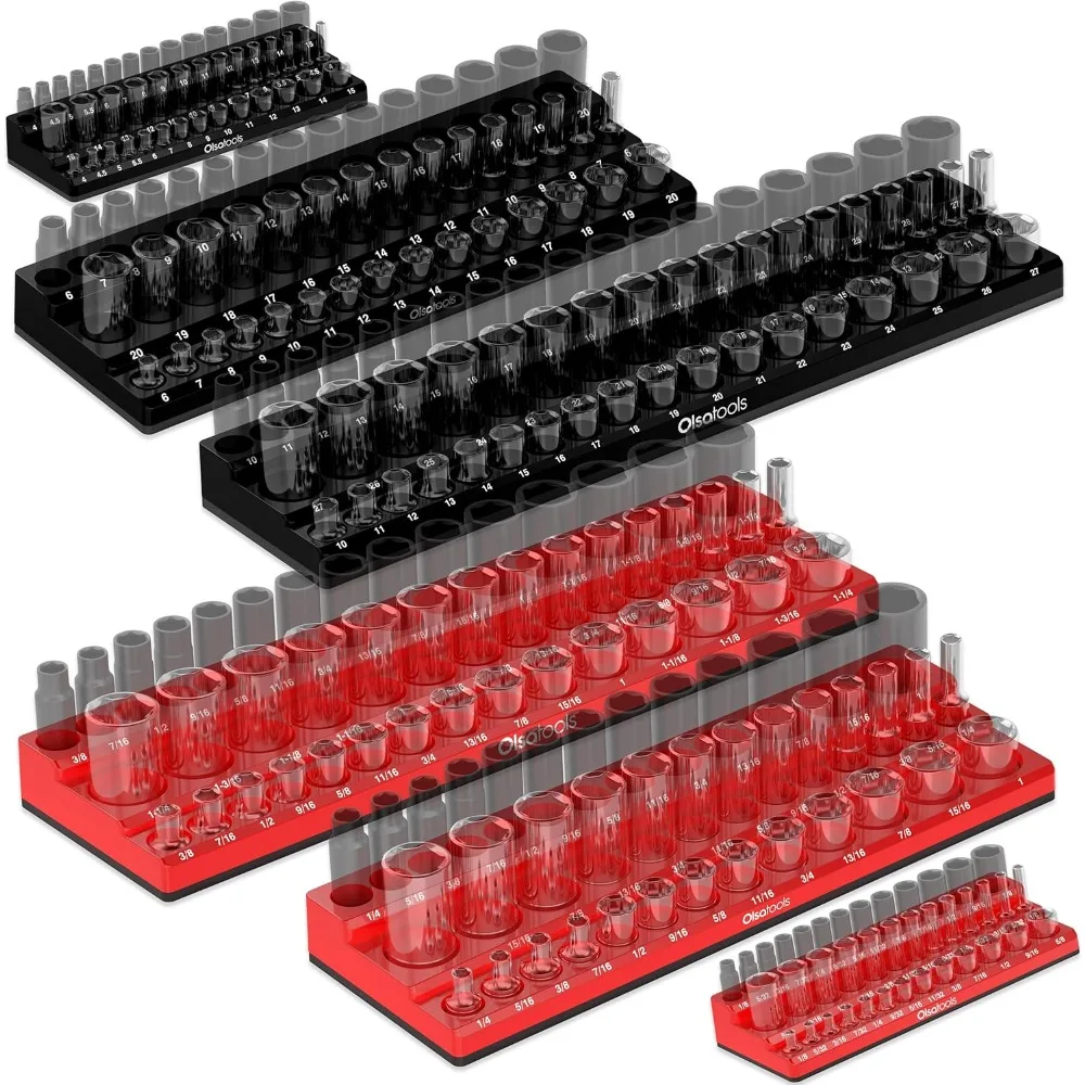 Pengatur soket magnetik 6 buah Kit pemegang soket 1/2 inci, 3/8 inci, & 1/4 inci pengatur soket Drive untuk kotak alat