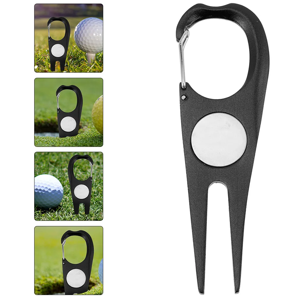 Golf Divot Tool Premium Aluminum Alloy Stainless Steel Divot Fork Compact Ball Marker Turf Repair Tool Smooth Scratch-Free