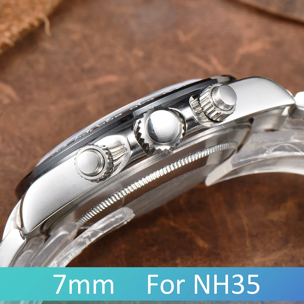 7 мм для NH35 Crown S Logo, серебристый, черный, золотой, многоцветный, нержавеющая сталь 316L, точные ввинчивающиеся коронки, запасная часть