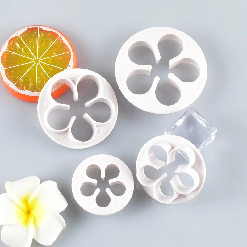 4Pcs/Set Plum Flower Plunger Fondant Mold Cutter Sugar Craft Cake Decorating Tools Cake Baking Accessories Wholesale