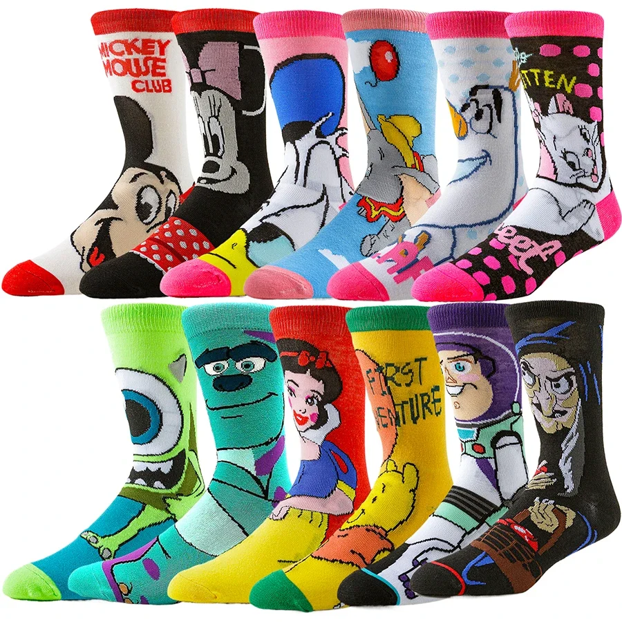 MINISO kaus kaki Anime kartun Disney Pria Wanita kaus kaki desainer lucu baru Pria Wanita