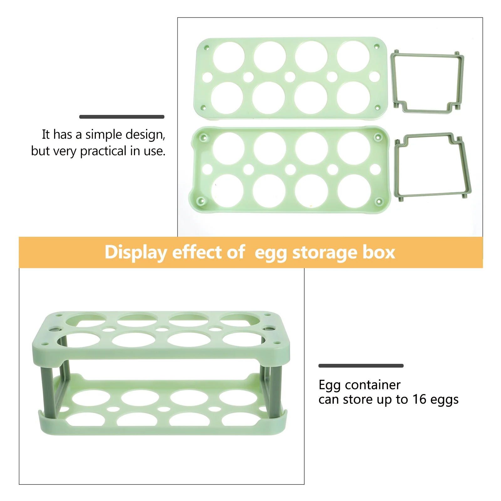

Egg Storage Box Compact Design Refrigerator Egg Container Shockproof Non-Slip Organizer for Kitchen Freezer Use