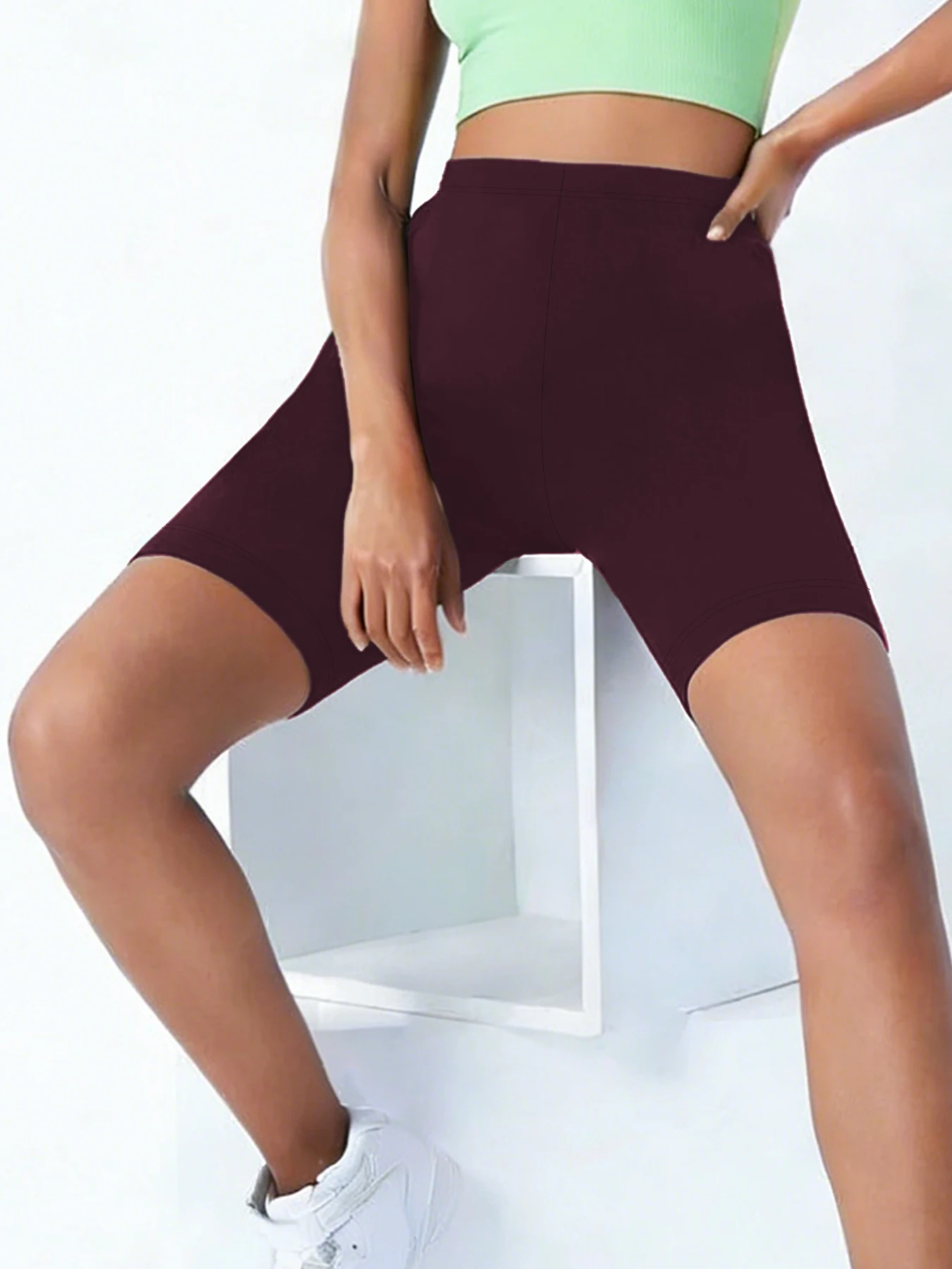 

Женские супермягкие велосипедные шорты с высокой эластичностью, непрозрачные, для тренировок, бега, йоги, спортивные шорты с внутренней длиной штанин 6 дюймов