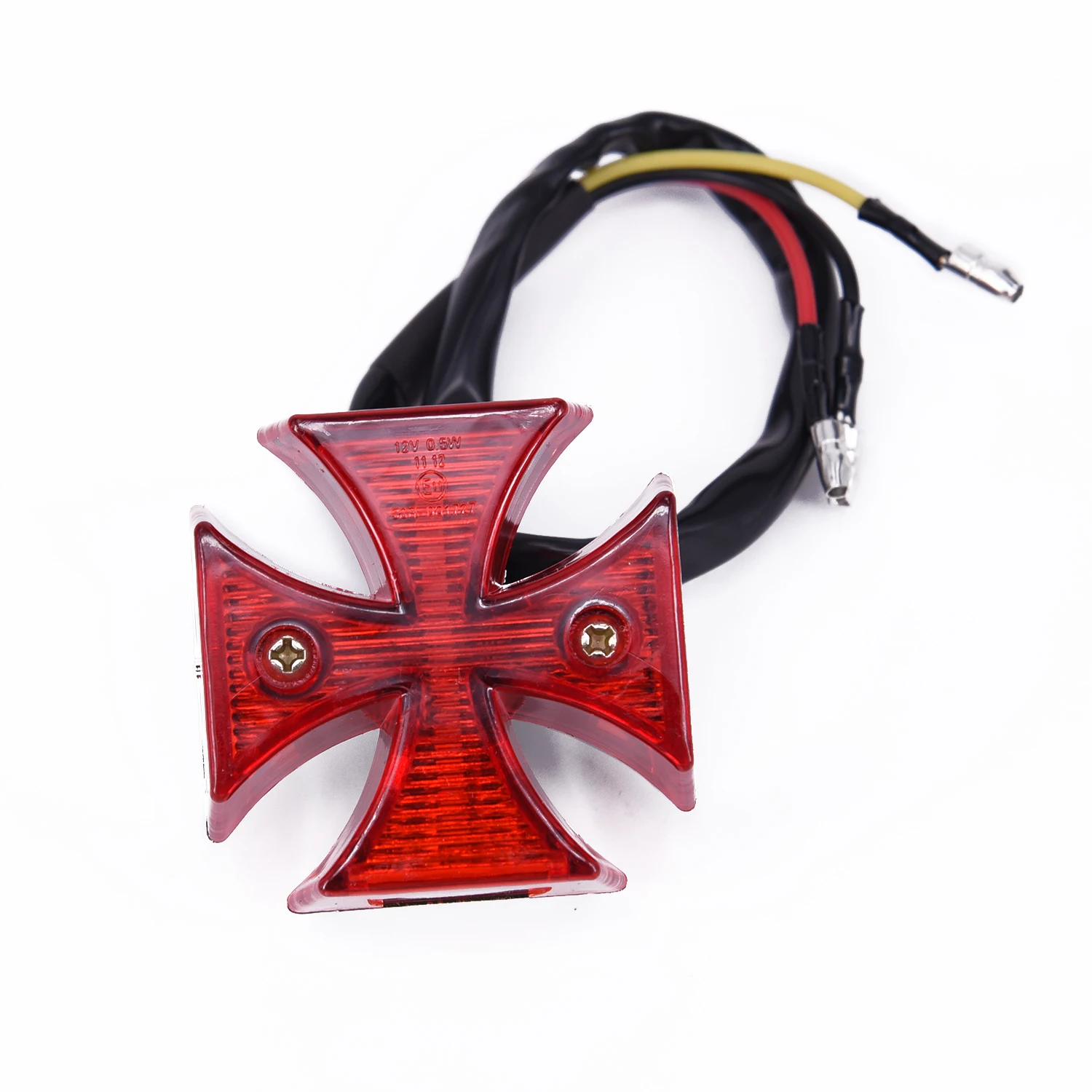 

50*50mm Motorcycle Choppers Dirt Bike Maltese Cross LED Rear License Red Plate Tail Light DC 12V Accessories For Vehicles