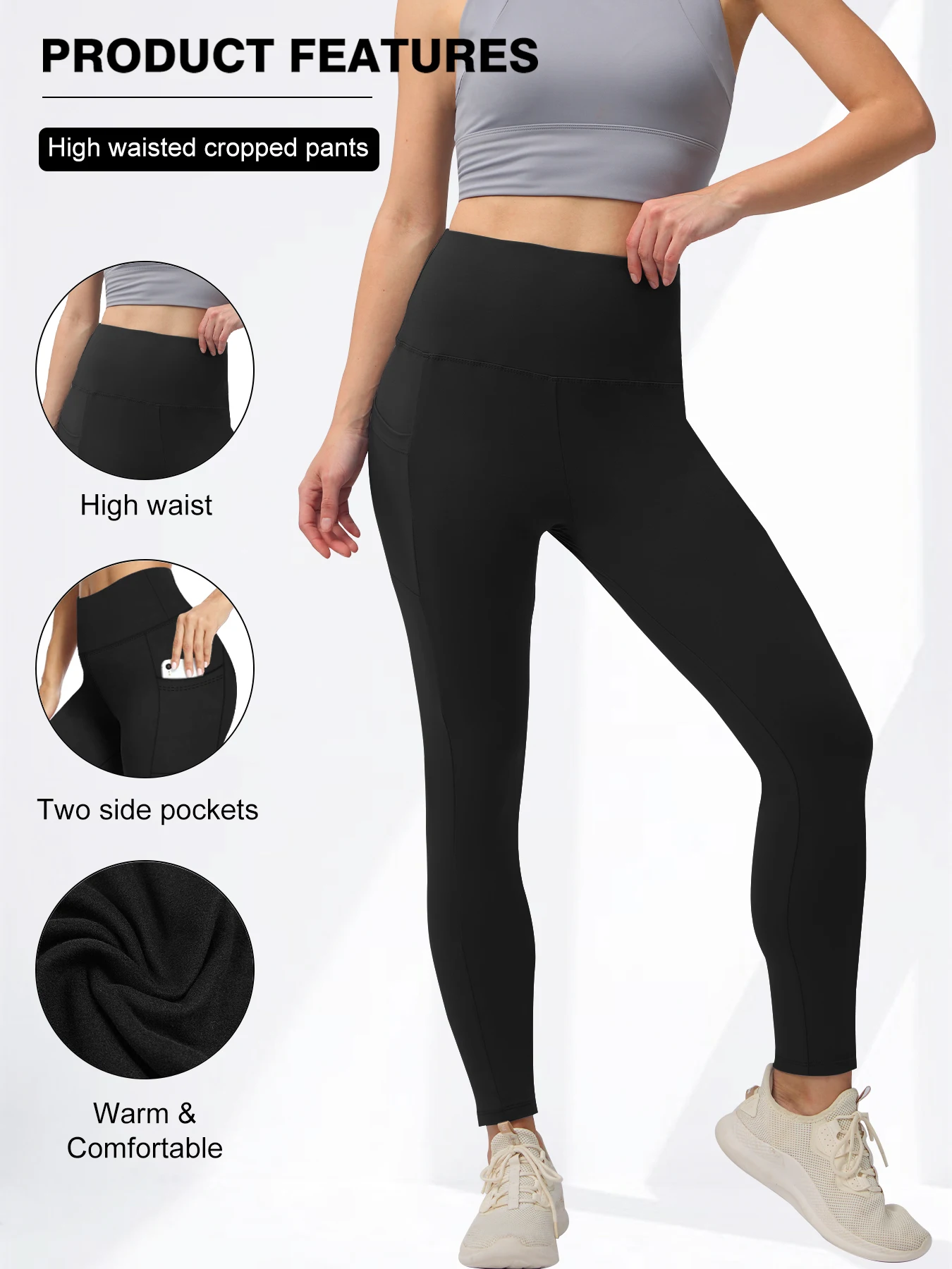 Women's Fleece Lined Leggings with Pockets High Waist | Buttery-soft fleece lining | Tummy control | Ideal for yoga,gym|Thermal