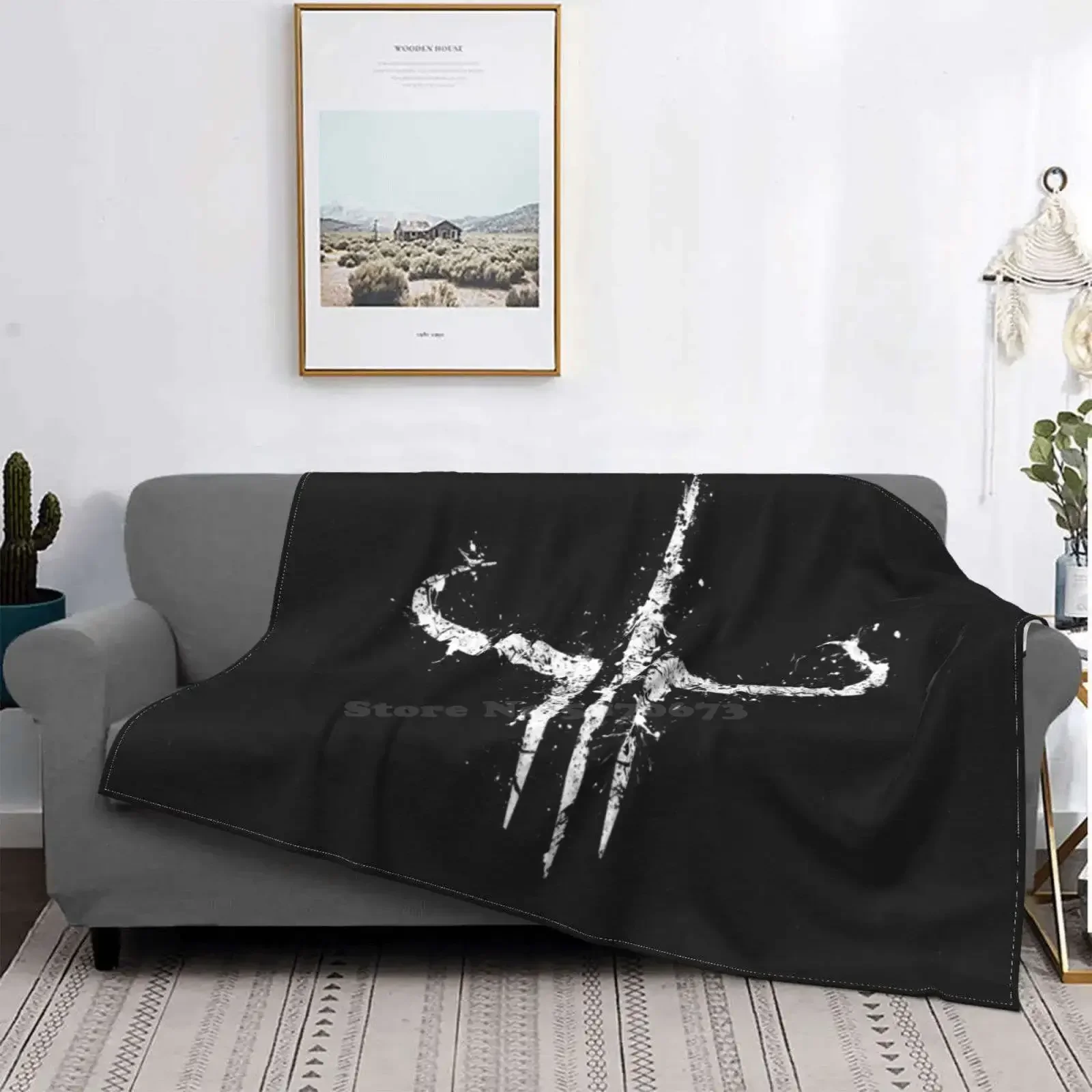 

Quake All Sizes Soft Cover Blanket Home Decor Bedding Quake 3 Logo Splat Splatter White Black Video Game Gaming Symbol