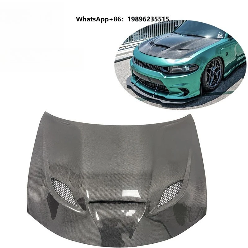 Carbon Fiber Black Car Engine Hood Fireproof Covers Sport for Charger 2015+