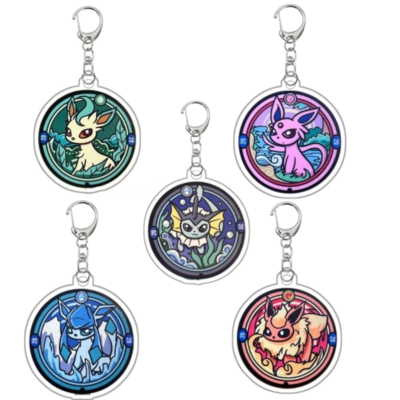 Pokemon Eeveelution Leafeon Sylveon Espeon Acrylic Keychain Cute Student Creative Diy School Bag Pendant Accessories Decoration