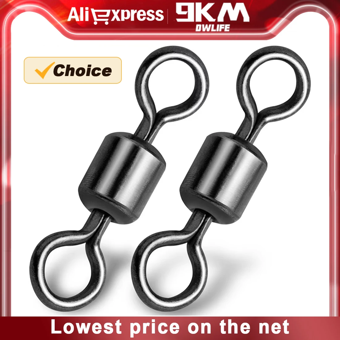 9KM 25Pcs Fishing Rolling Swivel Fishing Swivels Saltwater Swivels Fishing Tackles Stainless Steel Swivels Black Nickel