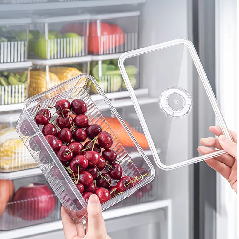 Refrigerator Storage Box Timing Fresh Fridge Organizer Vegetable Fruit Food Storage Containers Pantry Kitchen Organizer